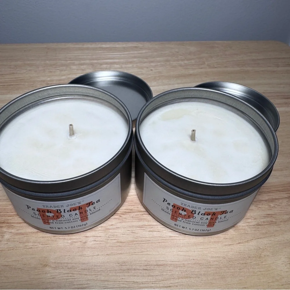 4x Trader Joe's 🍑 Peach Black Tea Scented Candle - Picture 2 of 3